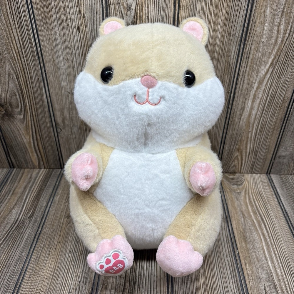 Build A Bear Hamster Plush 11" Stuffed Animal Tan White & Pink BAB